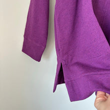 Load image into Gallery viewer, J. Jill Fit Tweeded French Terry Side-Slit V-Neck Casual Tunic Top Purple L NWT