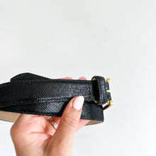 Load image into Gallery viewer, Vintage AVIGNON Gold Buckle Black Genuine Leather Belt L