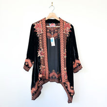 Load image into Gallery viewer, Johnny Was Elim Velvet Draped Embroidered Kimono Cardigan S NWT