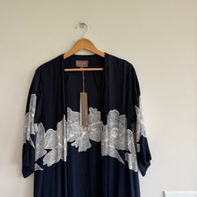 Load image into Gallery viewer, Anthropologie Bel Kazan Kimono Resort Swim Cover-up Navy White Dot L NWT