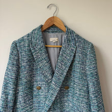 Load image into Gallery viewer, LOFT Tweed Notch Lapel Lined Double Breasted Blazer Blue 10