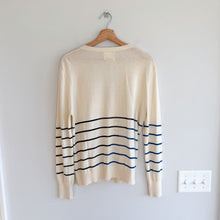 Load image into Gallery viewer, Boy. Band of Outsiders Silk Cashmere Blend Striped Cardigan Sweater Cream M