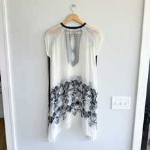 Load image into Gallery viewer, Mariya Sharapowa Silk Crystal Embellished Tie Sleeve Sheer Swim Coverup White