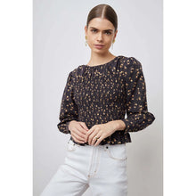 Load image into Gallery viewer, Rails Tabi Romantic Floral Cotton Long Sleeve Smocked Blouse L