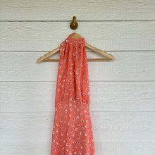 Load image into Gallery viewer, TVF for DVF Patterned Halter Tie Backless Mini Sundress Coral Pink 4 NWT