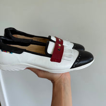 Load image into Gallery viewer, Royal Albartross Chelsea Leather Kiltie Fringe Saddle Golf Loafer Shoes White 8