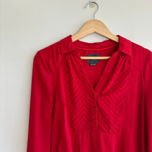 Load image into Gallery viewer, Anthropologie Maeve Long Sleeve Popover Button Chiffon Blouse Red 6