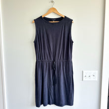 Load image into Gallery viewer, Eileen Fisher Drawstring-Waist Sleeveless Crewneck Dress Navy L