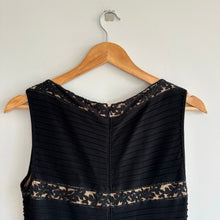 Load image into Gallery viewer, Tadashi Shoji Bateau Pintuck Jersey Lace Sleeveless Dress Black M