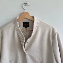 Load image into Gallery viewer, Truth by Republic Faux Leather Snap Front Cropped Bomber Jacket Cream M