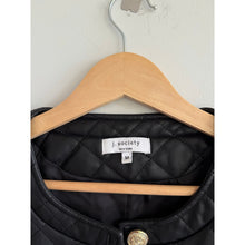 Load image into Gallery viewer, J. Society Quilted Vegan Leather Gold Button Front Casual Jacket Black M