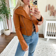 Load image into Gallery viewer, BCBGMaxAzria Leather Zip Front Long Sleeve Jacket Brown 2XS