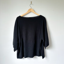 Load image into Gallery viewer, Lafayette 148 New York Ribbed Round Neck 3/4 Sleeve Pullover Sweater Black L
