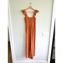 Load image into Gallery viewer, Madewell Lightspun Lucie Flutter Sleeve Smocked Wide Leg Jumpsuit Brown 4