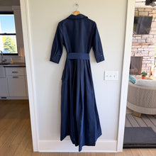 Load image into Gallery viewer, SIMKHAI Julip Tie-Waist Shirtdress-Style Gown Midnight Blue 2 NWT