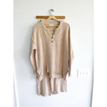 Load image into Gallery viewer, By Together Knit Henley Neck Long Sleeve Wide Leg Lounge Set Cream M