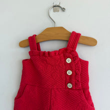 Load image into Gallery viewer, Janie and Jack Floral Jacquard Sleeveless Button Front Romper Red 3-6M