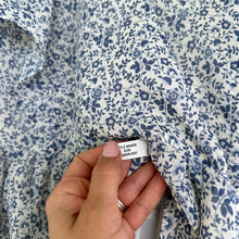 Load image into Gallery viewer, Madewell Georgette Ruffle Sleeve Floral Print Casual Peplum Top Blue XS