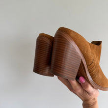 Load image into Gallery viewer, Marc Fisher LTD Gabbi Suede Pointed Toe Slip On Western Heeled Mule Brown 9.5