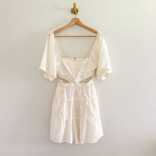 Load image into Gallery viewer, Free People Cross of Sunlight Cut Out Linen Mini Dress Ivory M