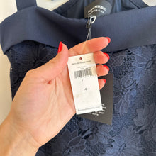 Load image into Gallery viewer, Banana Republic Bow Back Lace Sleeveless Shift Mini Dress Blue 4 NWT
