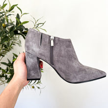 Load image into Gallery viewer, Marc Fisher Jayla Block Heel Suede Pointed-Toe Bootie Gray 8.5
