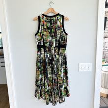 Load image into Gallery viewer, Classiques Entier Silk Blend Sleeveless High Low Dress Black Green 10