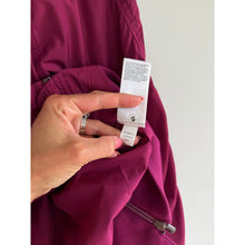 Load image into Gallery viewer, Athleta Jetset Zip Up Mock Neck Hooded Bomber Jacket Wildberry L NWT