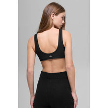 Load image into Gallery viewer, Alo Yoga Alosoft Center Stage Scoop Neck Wide Strap Sports Bra Black XS