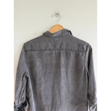 Load image into Gallery viewer, Babaton Utility Denim Roll Tab Sleeve Collared Button Up Shirt Casual Gray XS