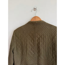 Load image into Gallery viewer, Anthropologie Hei Hei Quilted Cotton Zip Up Collarless Riding Jacket Green S