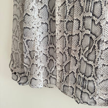 Load image into Gallery viewer, Elie Tahari Silk Terri Snake Print Pleated Button Up Shirt Gray M