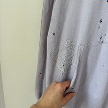 Load image into Gallery viewer, Lauren Moshi Lip Diamond Embellished Distressed Hoodie Sweatshirt Purple L