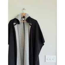 Load image into Gallery viewer, Eileen Fisher Cotton-Cashmere Hooded Open-Front Cape Poncho Black Grey OS