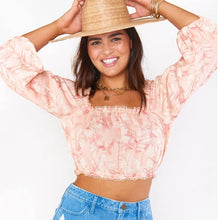 Load image into Gallery viewer, Show Me Your Mumu Claudia Crop Top in Pink Majestic Palm L