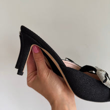 Load image into Gallery viewer, SJP by Sarah Jessica Parker Paley Grand Glitter Bow Mules 40 NEW