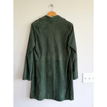 Load image into Gallery viewer, Gerard Darel Goat Suede Leather Button Front Trench Coat Green 42 NWT