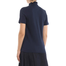 Load image into Gallery viewer, Tory Burch Emily Ruffle Collar Short Sleeve Polo Shirt Navy Blue S
