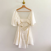 Load image into Gallery viewer, Free People Cross of Sunlight Cut Out Linen Mini Dress Ivory M