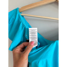 Load image into Gallery viewer, La Blanca Off Shoulder Ruffles Trim One Piece Swimwear Blue 12 NWT