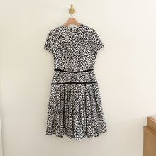Load image into Gallery viewer, VALENTINO Silk Blend Animal Print Pleated Dress Black/White 10