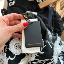 Load image into Gallery viewer, Lotus Threads Short Sleeve Floral Embroidered Gown Black/White 16 NWT