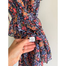 Load image into Gallery viewer, Misa Lillian Floral Pattern Ruffles Tiered Mini Dress Blue Red S