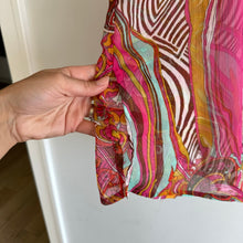 Load image into Gallery viewer, DynaShape Retro Paisley Print Sheer Coverup Pink Multi S/M