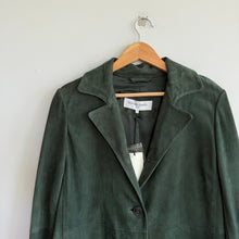 Load image into Gallery viewer, Gerard Darel Goat Suede Leather Button Front Trench Coat Green 42 NWT