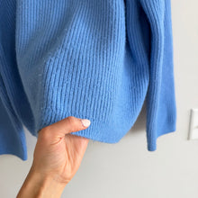 Load image into Gallery viewer, H&M Zip Up Ribbed Knit Mock Neck Pullover Sweater Blue M