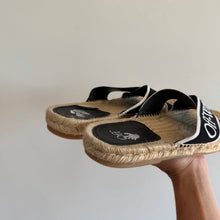 Load image into Gallery viewer, Off-White Logo Criss Cross Canvas Strap Espadrille Slide Sandals Black 9