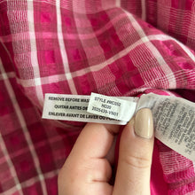 Load image into Gallery viewer, Madewell Plaid Puff-Sleeve Top Pink S