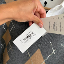 Load image into Gallery viewer, Retrofete Ornella Embellished Argyle Pattern Mini Sweater Dress Gray L NWT