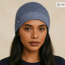 Load image into Gallery viewer, Barefoot Dreams CozyChic Lite Confetti Knit Beanie Hat Deep Sea Blue OS NWT
